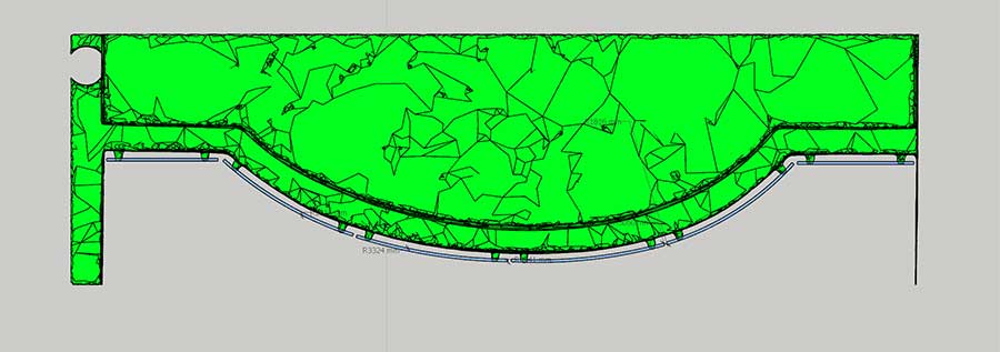 vue de dessus modélisation 3D du garde corps sur mesure